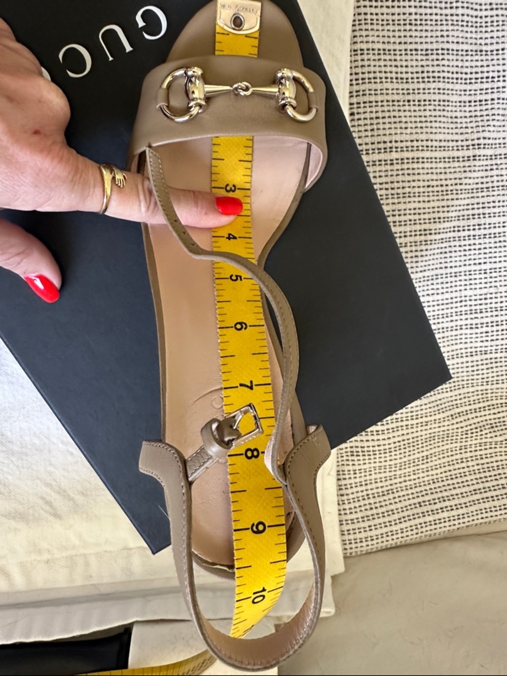 Gucci Taupe Block Heel Horse Bit - Picture 6 of 9